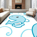 Cute Blue Whales Swirling Water Rug
