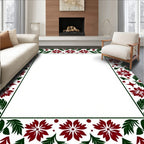 Crimson Green Floral Border Rug