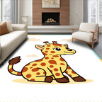 Cute Yellow Giraffe Sitting Under Clouds Rug