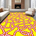 Bold Yellow Red Rope Maze Rug
