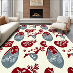 Red Gray Abstract Botanical Bloom Rug