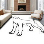 Playful Thin Line Dog Portrait Rug