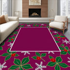 Festive Holly Snow Flurry Background Rug
