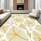Golden Sunburst Floral Whimsical Leaf Rug