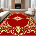 Crimson Golden Starburst Border Rug