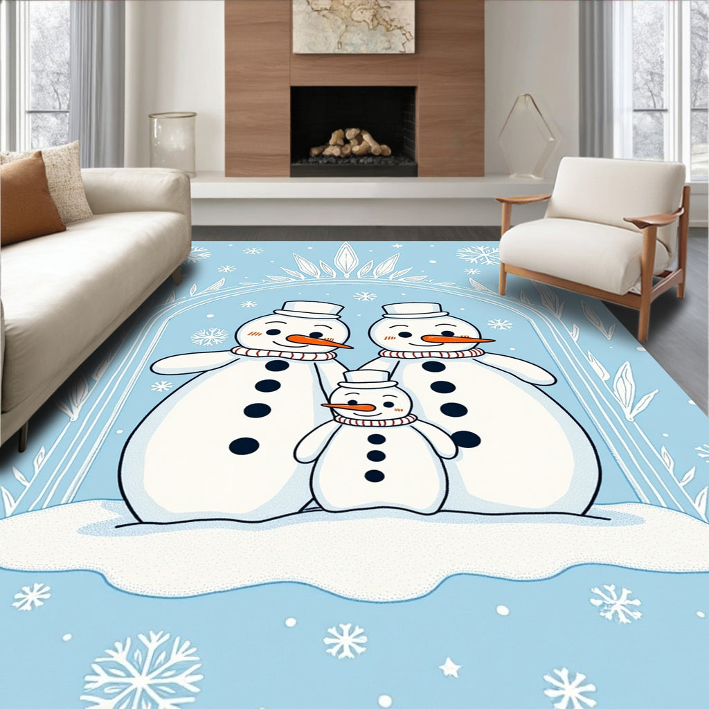 Winter Family Snowmen Frosty Wonderland Rug