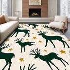 Deep Green Deer With Golden Stars Rug