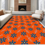 Vibrant Orange Starburst Floral Accents Rug
