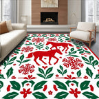 Red Horse Snowflake Foliage Medallion Rug