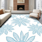 Light Blue Petal Flower Rug