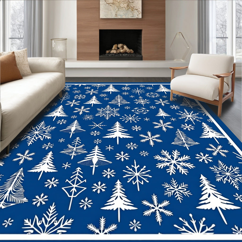 Navajo Blue Snowflake Christmas Tree Rug