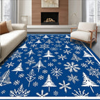 Navajo Blue Snowflake Christmas Tree Rug