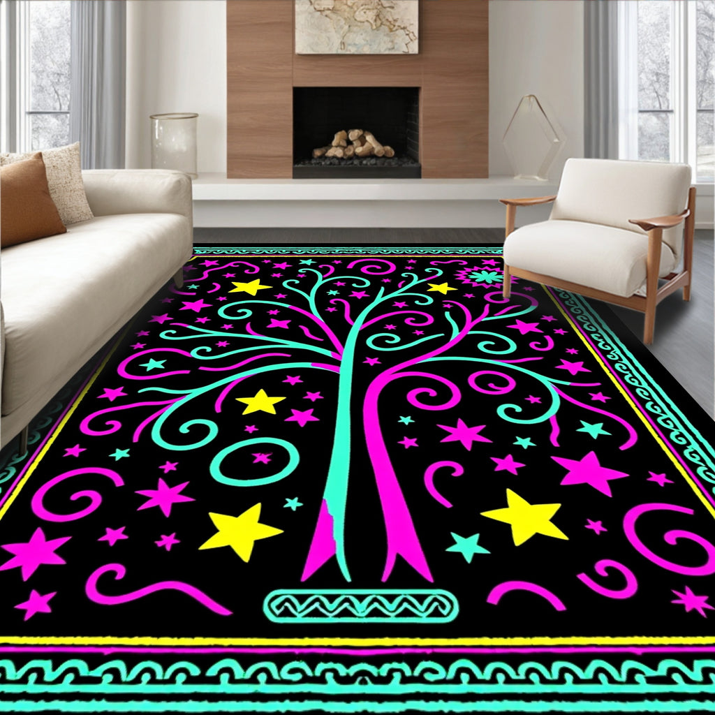 Vibrant Celestial Tree Swirl Rug
