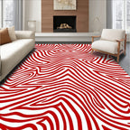 Bold Red Wavy Stripe Rug