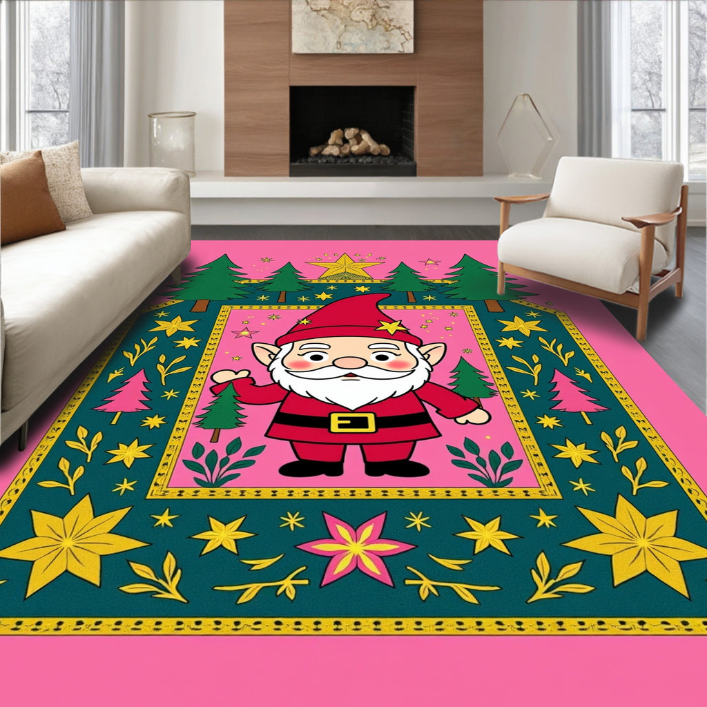Whimsical Gnome Forest Stars Rug