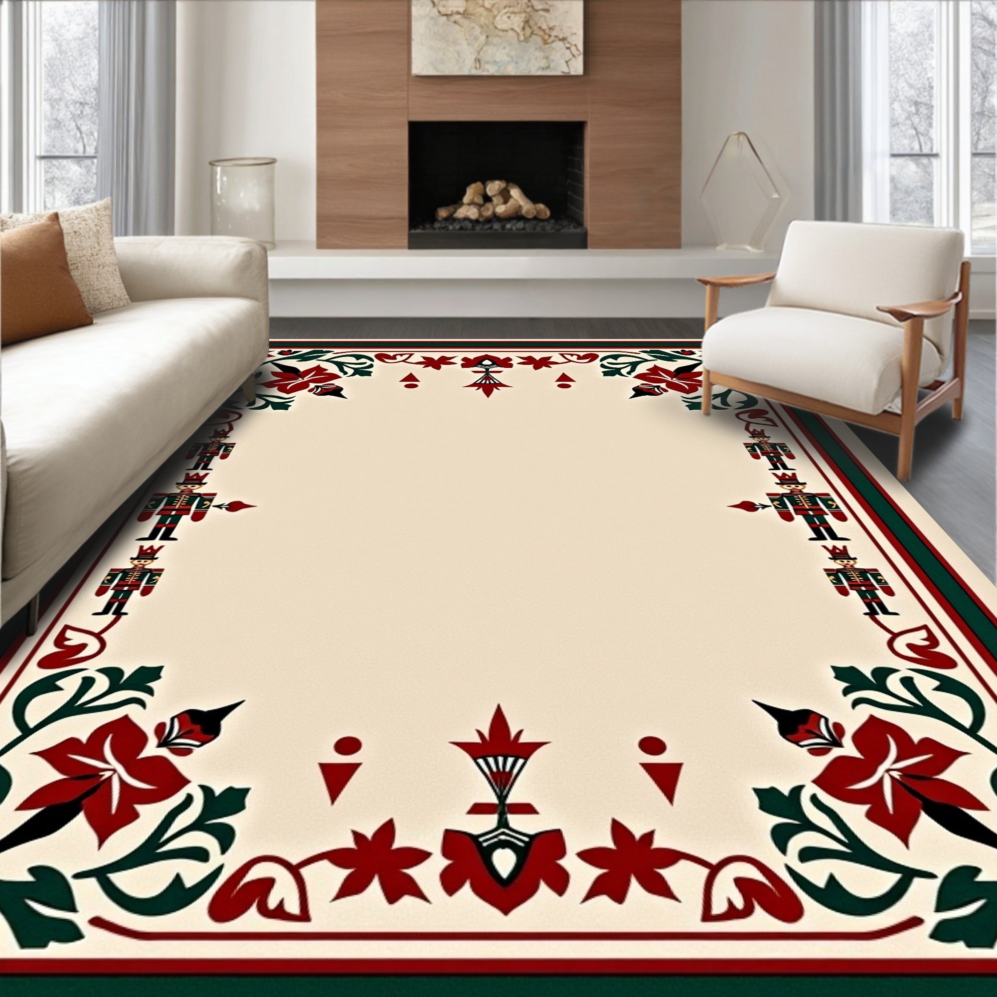 Crimson Green Nutcracker Border Regal Rug