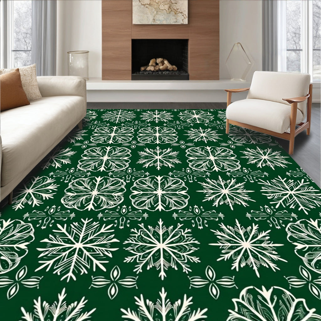 Emerald Ivory Snowflake Medallion Repeat Rug