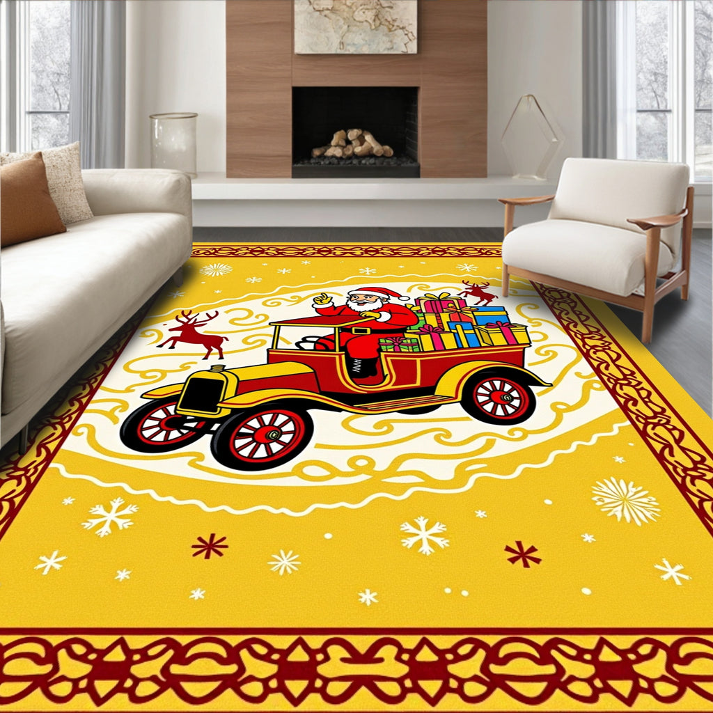 Vintage Santa Claus Reindeer Gifts Car Rug