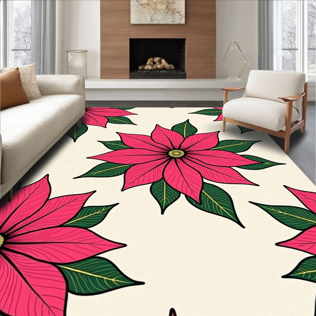 Radiant Pink Poinsettia Garden Rug