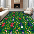 Military Figures Green Foliage Rug