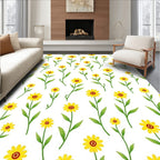Whimsical Yellow Floral Garden Rug