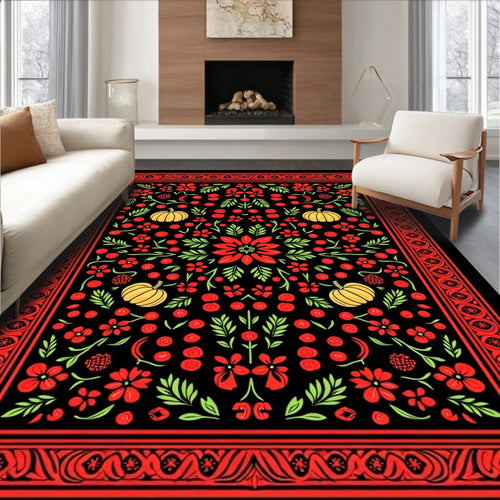 Autumn Harvest Pumpkin Floral Rug