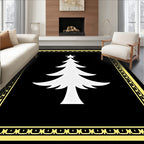 Elegant Black White Tree Border Rug