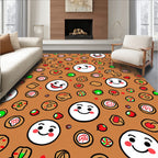 Joyful Gingerbread Faces Candies Cookies Rug