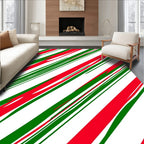 Red Green Diagonal Candy Cane Swirls Rug