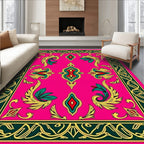 Vibrant Pink Floral Medallion Borders Rug