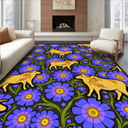 Golden Ox Blue Floral Garden Rug