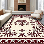 Crimson Elephant Floral Frame Rug