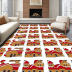 Gingerbread House Village Red Roof Rug