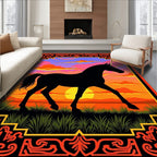 Bold Black Horse Sunset Sky Rug