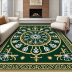 Emerald Green Floral Medallion Mandala Rug