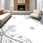 Ornate White Snowflake Cascade Rug