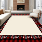 Red Black Buffalo Check Floral Border Rug