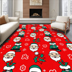 Charming Santa Claus Poinsettia Collection Rug