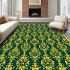 Deep Emerald Yellow Floral Damask Rug