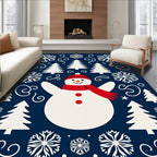 Festive Blue Snowman Christmas Tree Rug