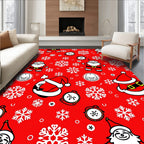 Red Santa Claus Snowflakes Alarm Clocks Rug