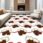 Brown Fur Lined Boot Repeating Pattern Rug