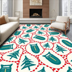 Teal Tree Red Dot Whimsical Rug