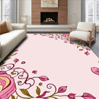 Vibrant Pink Rose Garden Leafy Swirls Rug