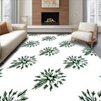 Dark Green Herbal Starburst Arrangement Rug