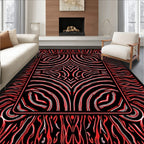 Bold Red Striped Organic Abstraction Rug