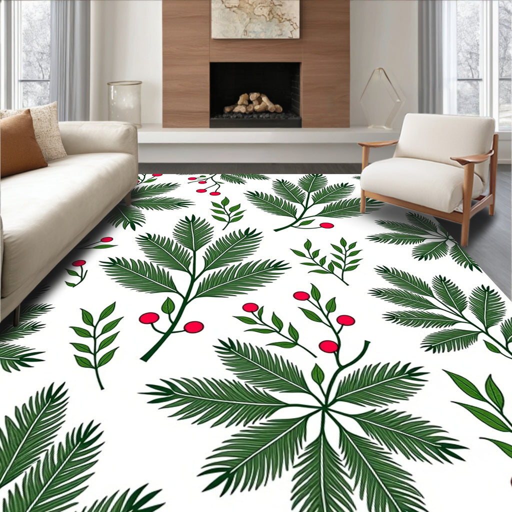 Green Fern with Red Berries Rug