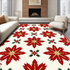 Red Floral Star Medallion Cream Rug