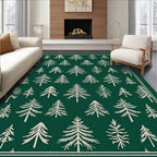 Green Woodland Pine Tree Collection Rug