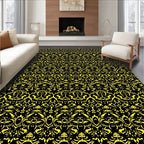 Opulent Yellow Black Baroque Flourish Rug